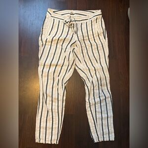 LOFT Cream and Black Striped Chinos